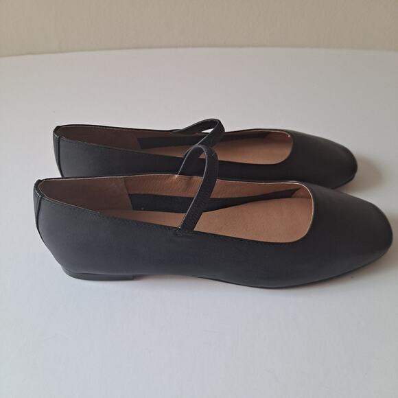NWOB Madewell Greta Leather Mary Jane Ballet Flat Shoes Black Women's Size 8.5M - Picture 10 of 15